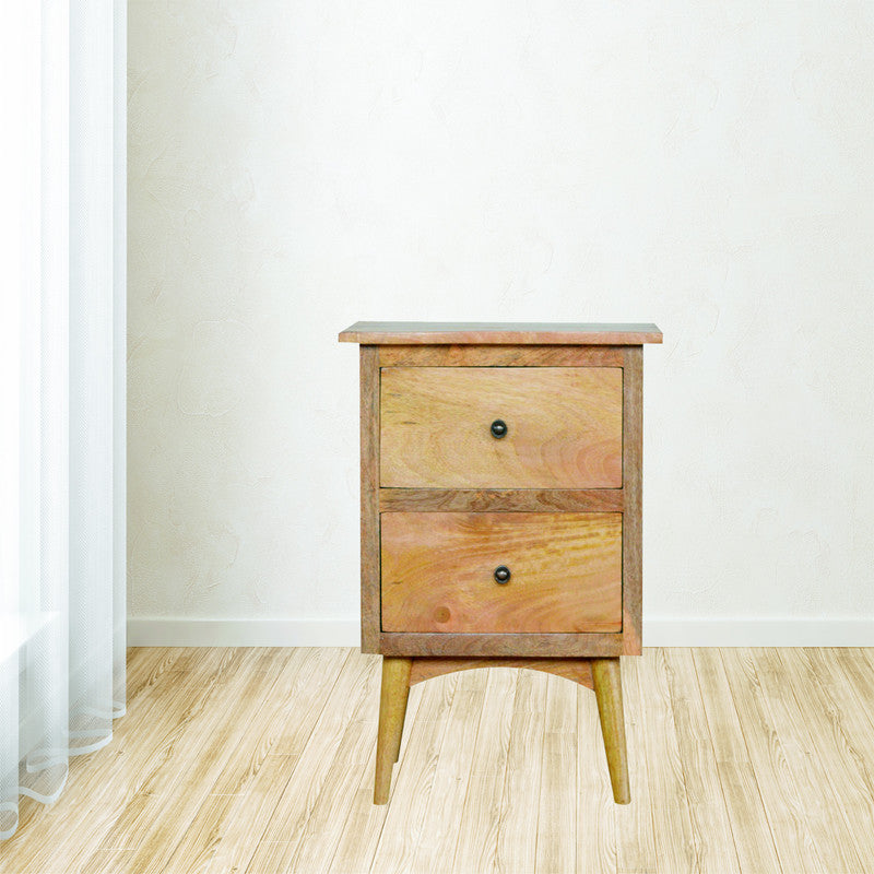 Nordic style bedside table with two drawers by Jade Epimetheus, featuring a sleek wooden finish and modern design.