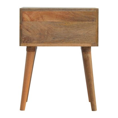 Black floral screen-printed Jade Epimetheus bedside furniture piece with intricate floral design on a black finish.