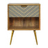Sleek cement and brass inlay bedside table with open slot design by Jade Epimetheus, modern furniture for bedroom decor.