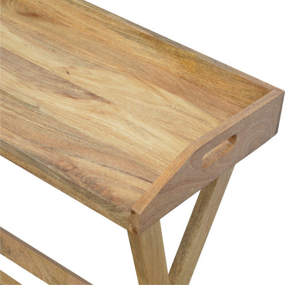 Jade Epimetheus Butler Style Writing Desk with foldable legs, wooden furniture piece for home or office workspace.
