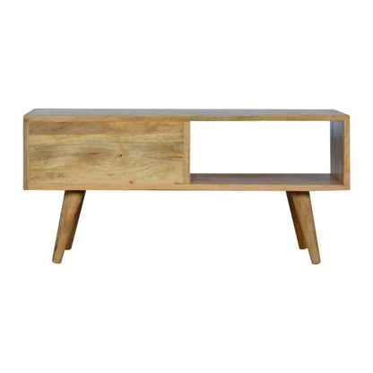 Jade Epimetheus media unit with a white painted sliding door, modern furniture piece for living room storage.