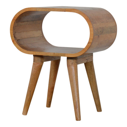 Jade Epimetheus circular open bedside furniture with a modern design, featuring a round top and open storage space.