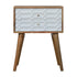 Capsule carved bedside table from Jade Epimetheus furniture, featuring a unique sculpted design and smooth finish.