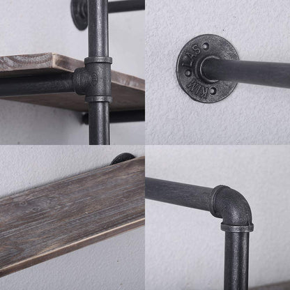 Industrial pipe shelving by Teal Crius featuring a 2-tier, 24-inch floating pipe shelves for stylish home decor.