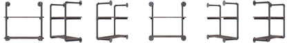 Teal Crius industrial pipe shelving with two 24-inch floating shelves, sturdy metal pipes for modern home decor.