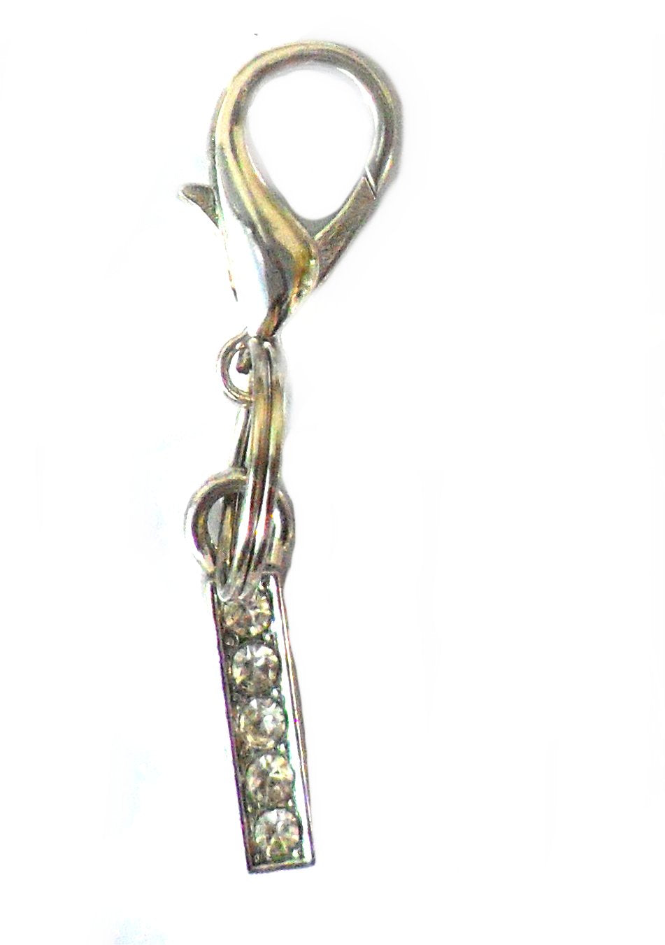 Salmon Oscar A-Z Crystal Letter pet charm attached to a leash or collar, featuring a sparkling letter design for pet accessories.