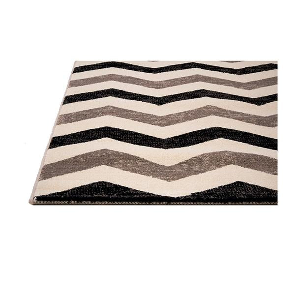 Black infinity-chevron rug by Amethyst Hera featuring a modern geometric pattern for stylish home decor.