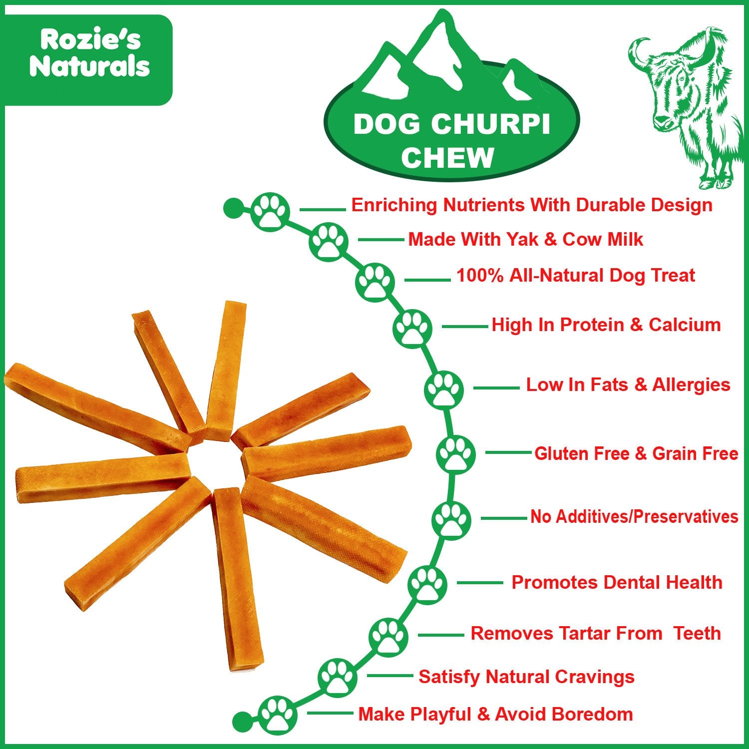 Harlequin Ganymede Yak Cheese Churpi dog chews, 2-count, 5.5 oz, natural pet treat with cheese flavor for dogs.