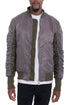Grey two-tone bomber jacket by Lime Milo, stylish outerwear with a modern design and ribbed cuffs and collar.