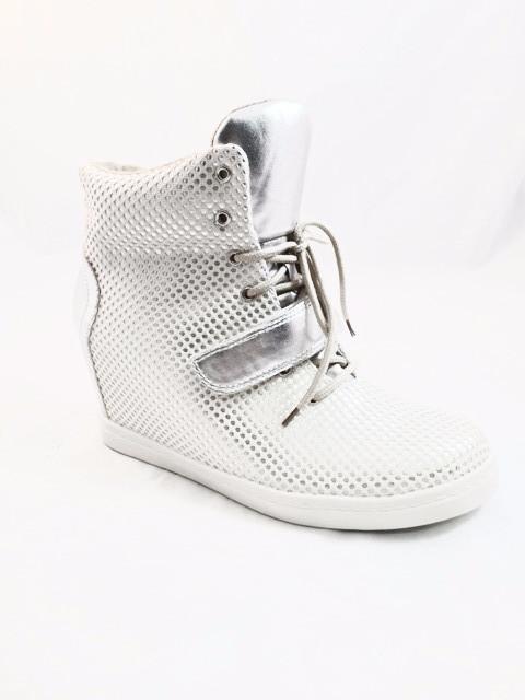 Azure Ophion JERDON footwear with bone and silver accents, showcasing stylish and modern design in high-quality materials.