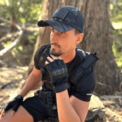 Black Lavender tactical fingerless airsoft gloves with padded palms and breathable fabric for outdoor sports and paintball.