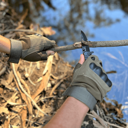 Green tactical fingerless airsoft gloves by Black Lavender, designed for outdoor sports, paintball, and tactical activities.