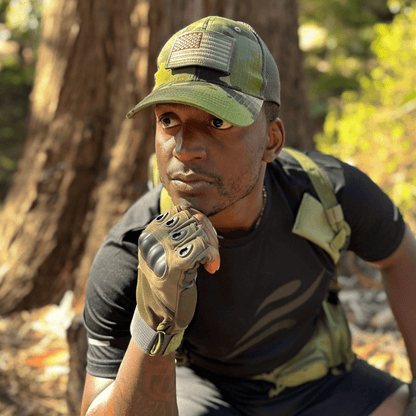 Green tactical fingerless airsoft gloves by Black Lavender, designed for outdoor sports, paintball, and tactical activities.