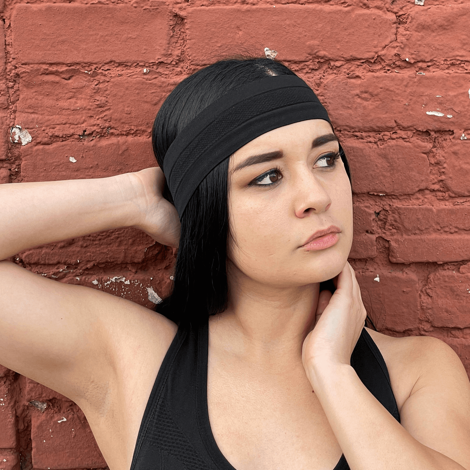 Black Lavender cardio cross-training headband with moisture-wicking fabric, designed for fitness and athletic activities.