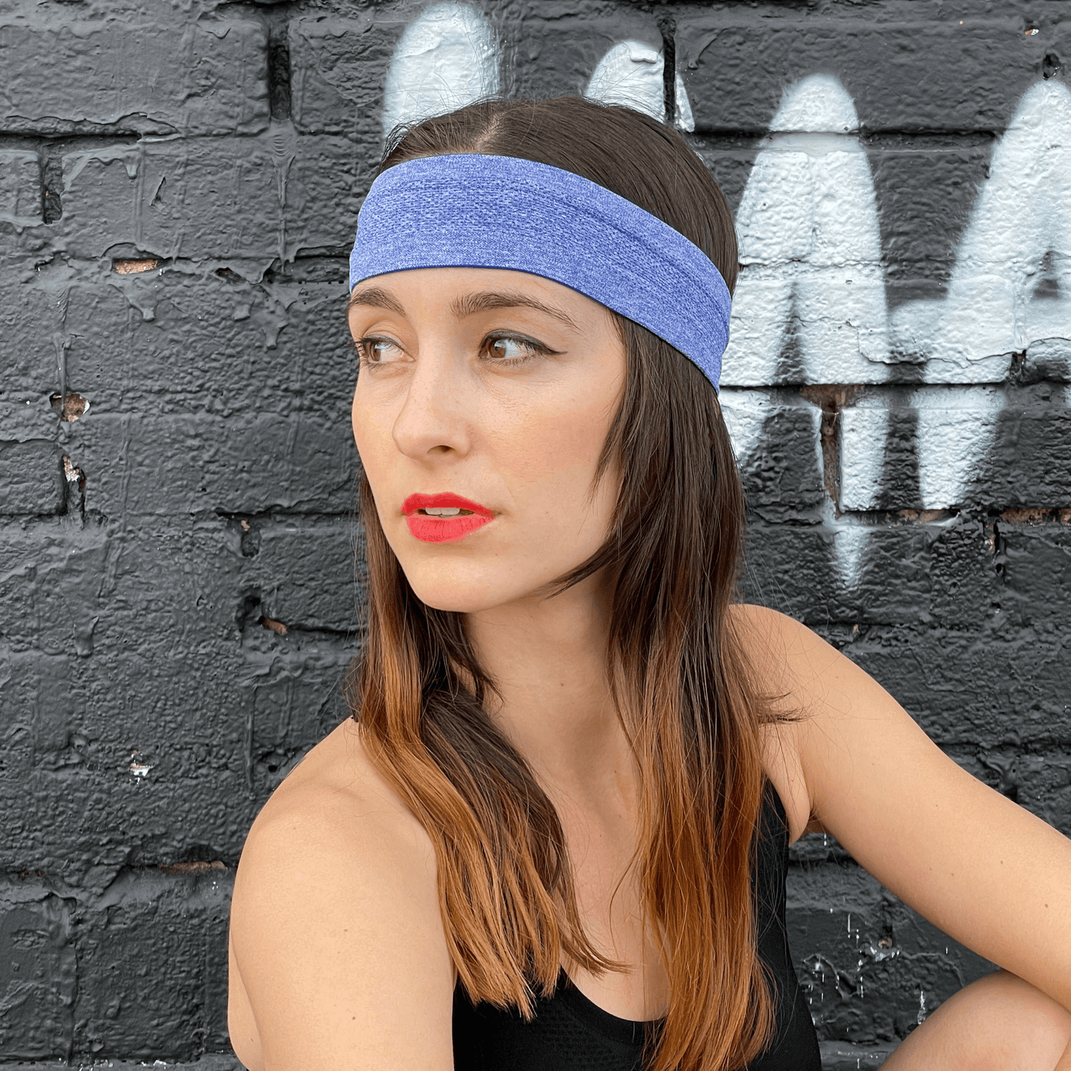 Black Lavender cardio cross-training headband made of moisture-wicking fabric, designed for workout comfort and sweat absorption.
