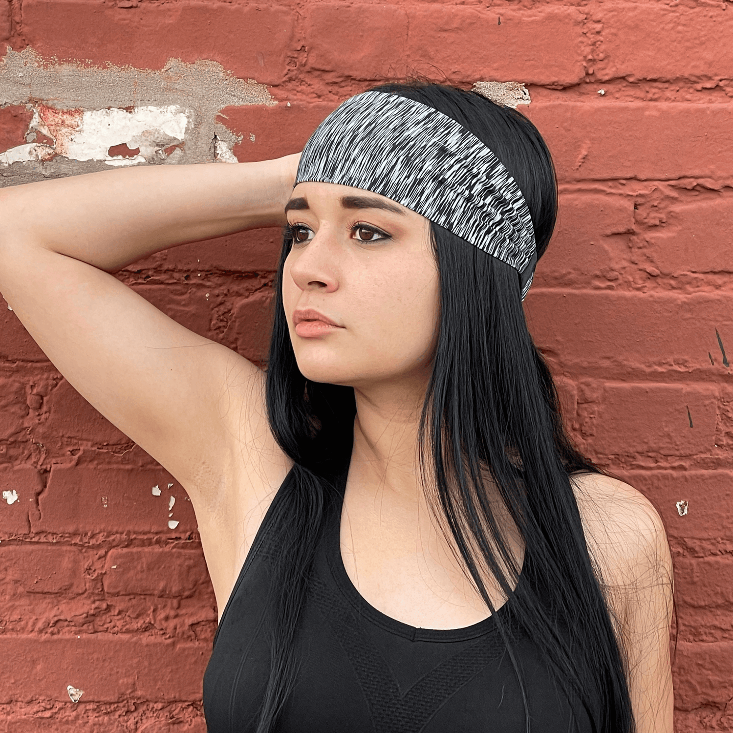 Black Lavender extra-wide sport and fitness sweat-wicking headband, stretchy head accessory for exercise and workouts.