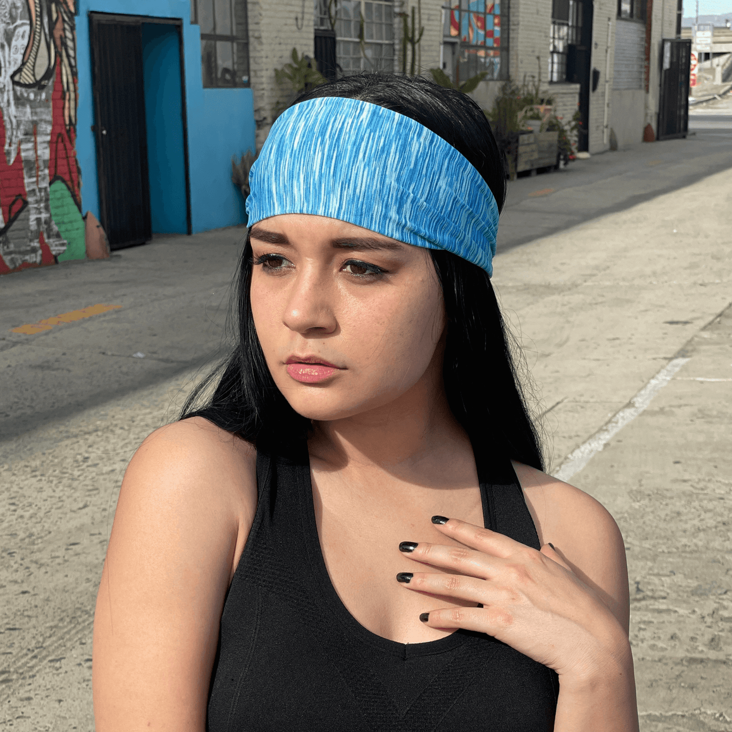 Black Lavender extra-wide sport and fitness sweat-wicking headband, designed for workout and athletic activities.