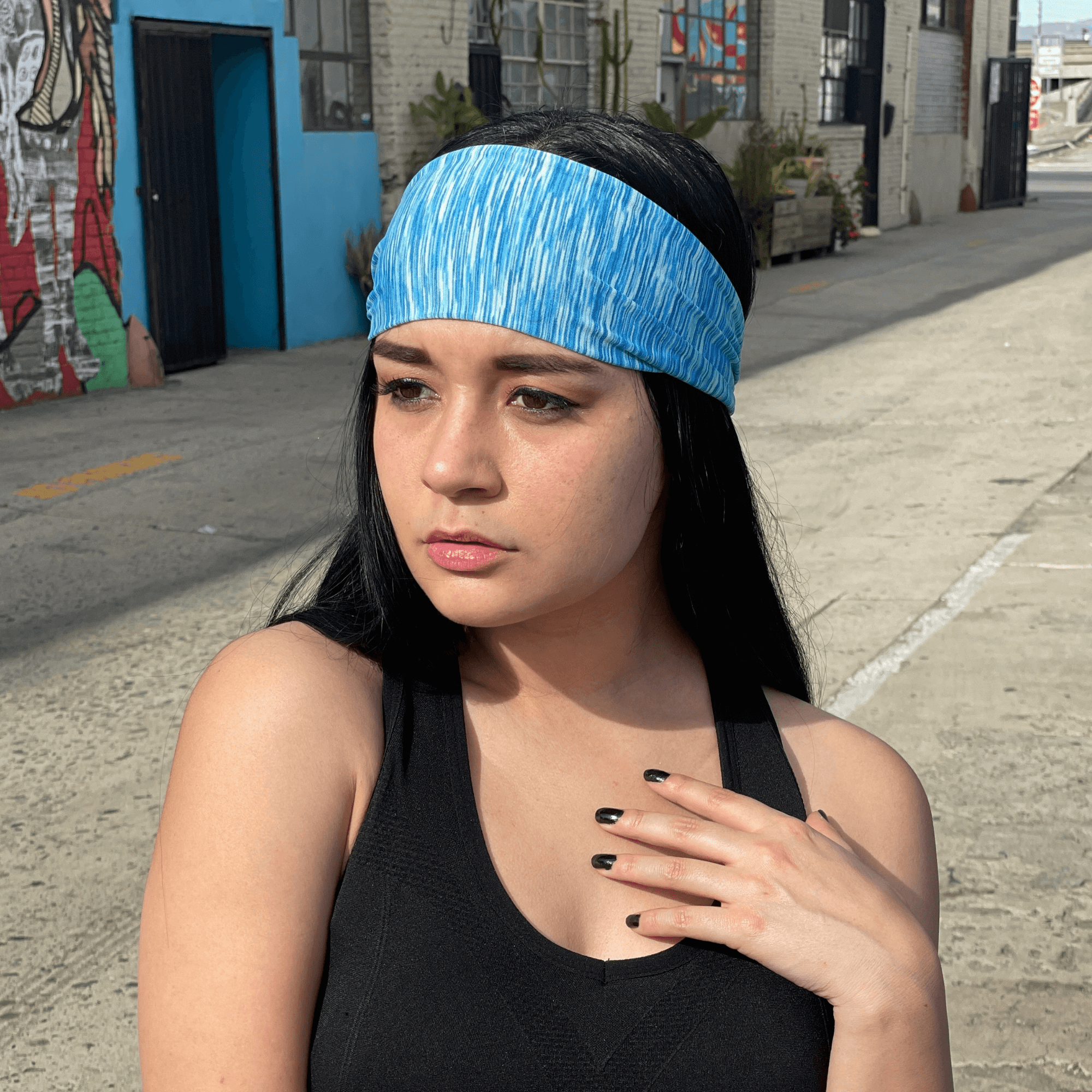 Black Lavender extra-wide sport and fitness sweat-wicking headband, designed for workout and athletic activities.