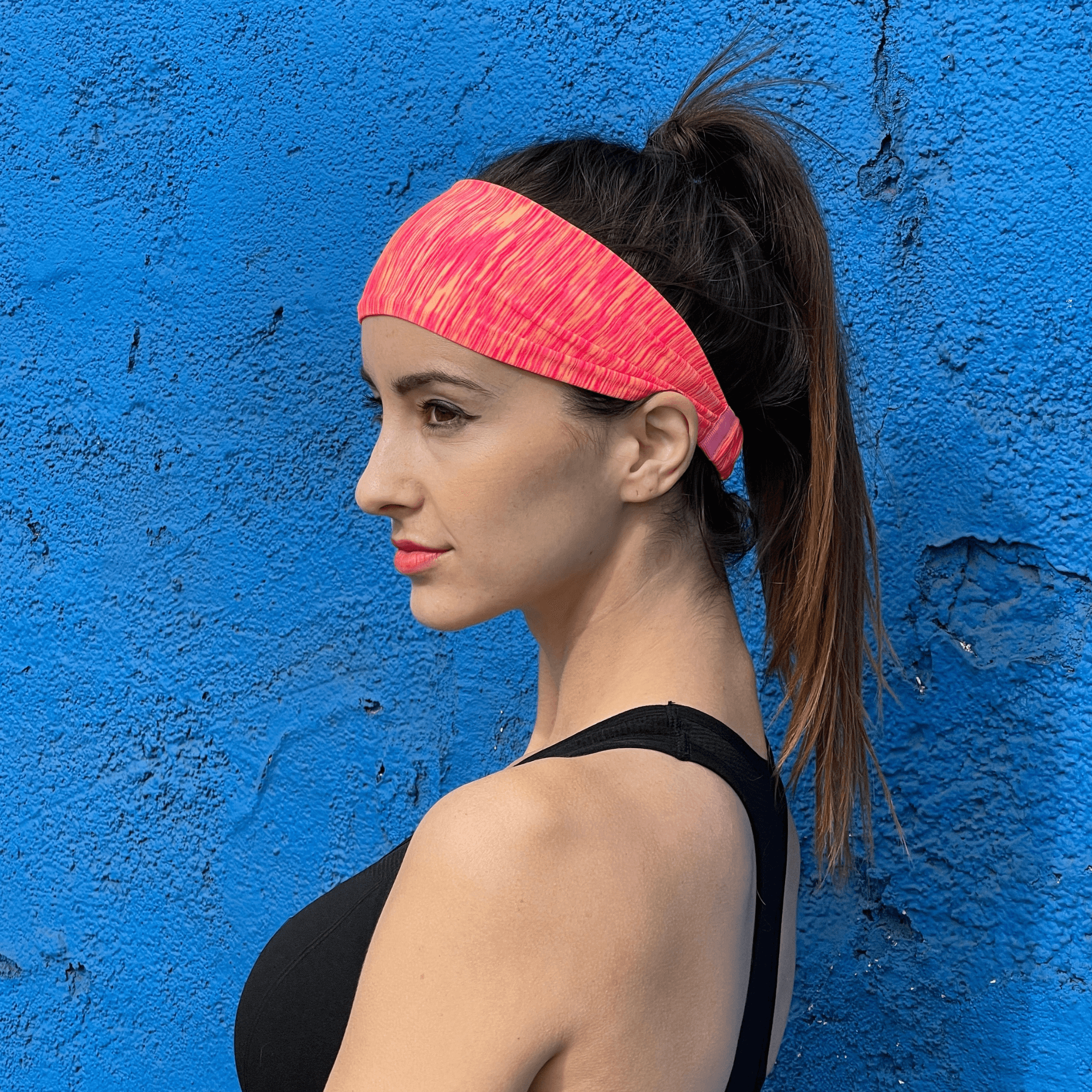 Pink Black Lavender extra-wide sport and fitness sweat-wicking headband, designed for active workout and fitness activities.