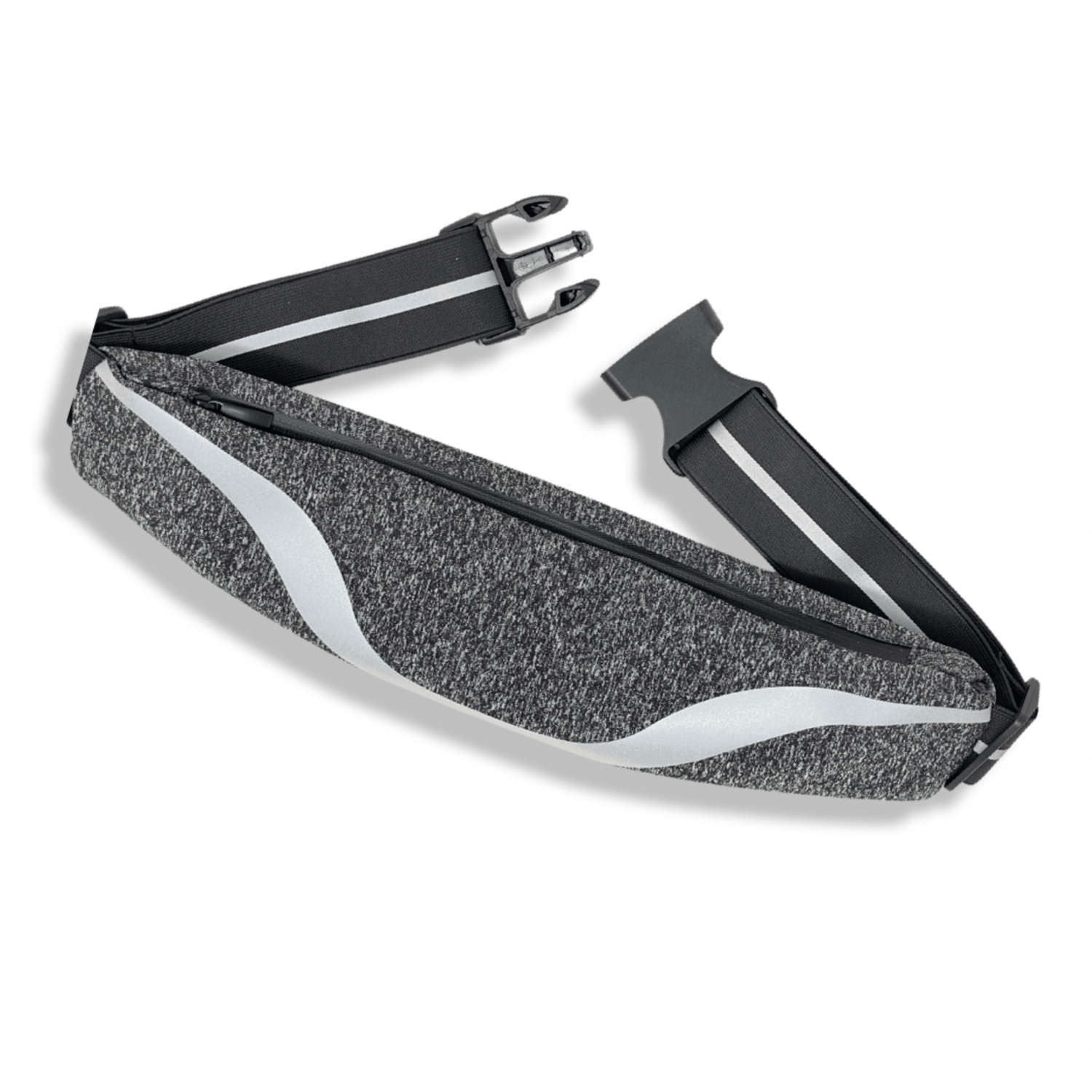 Gray Black Lavender water-resistant sport waist pack with reflective strip, ideal for running and outdoor activities.