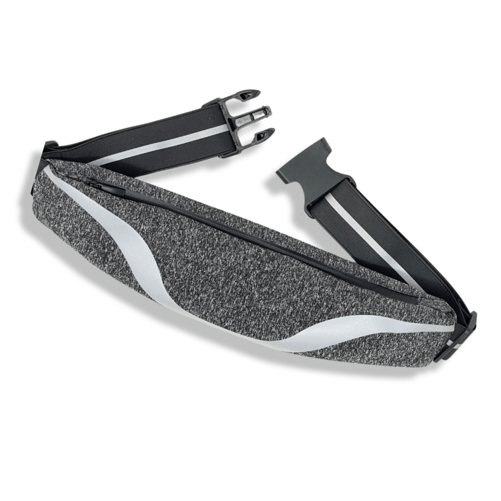 Gray Black Lavender water-resistant sport waist pack with reflective strip, ideal for running and outdoor activities.