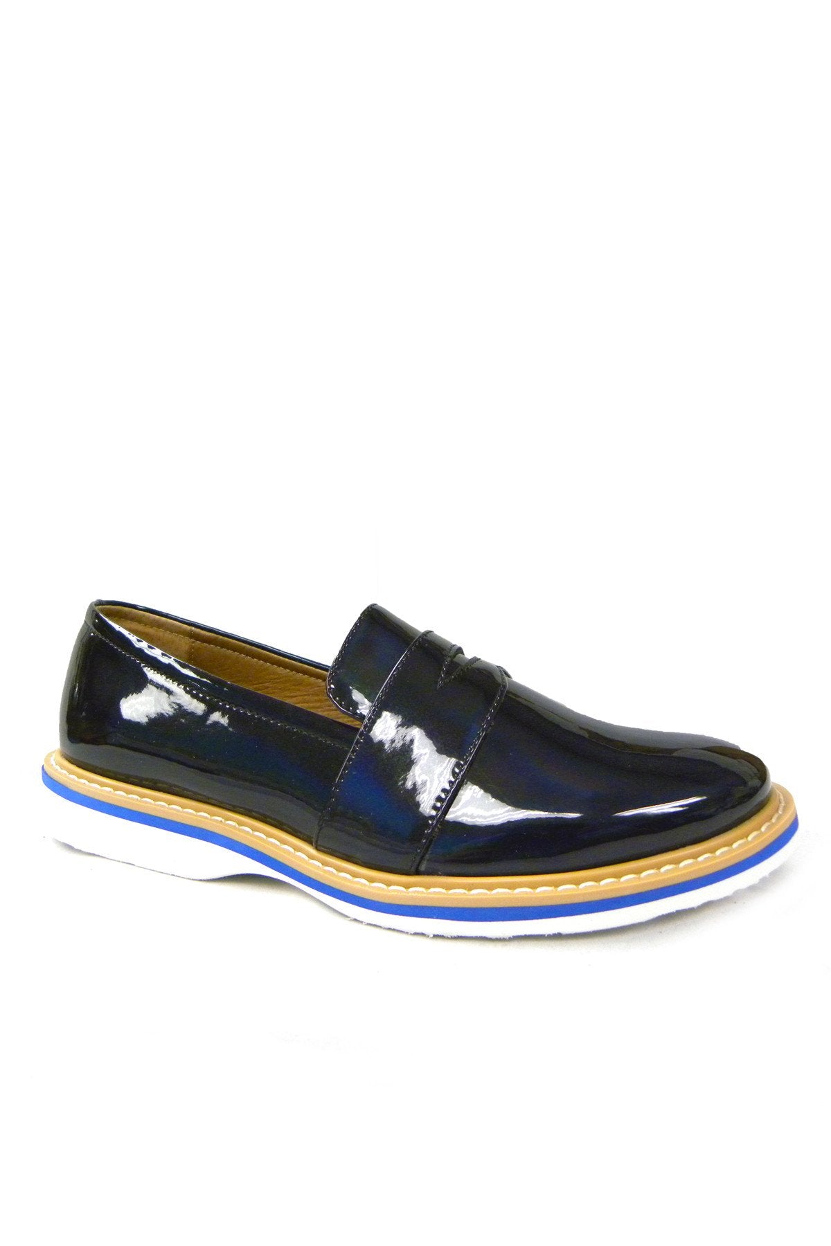Black JHONAN footwear by Azure Ophion with sleek design and comfortable fit, shown from the side view.