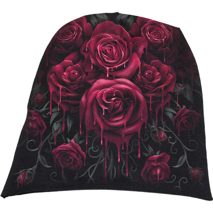 Black Jasper Blood Rose light cotton beanie in black, styled as a casual top or blouse accessory, shown on a neutral background.