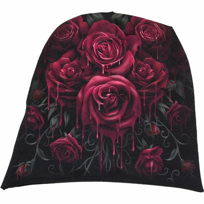 Black Jasper Blood Rose light cotton beanie in black with subtle blood rose design, casual headwear for everyday wear.