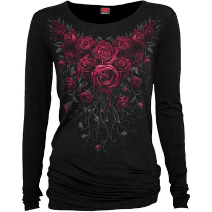 Black Jasper Blood Rose baggy top in black, featuring relaxed fit and stylish design, perfect for casual or trendy outfits.