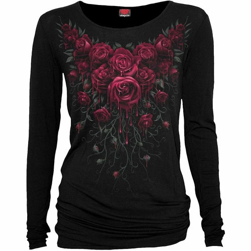 Black Jasper Blood Rose baggy top in black, featuring a loose fit and stylish design, ideal for casual or trendy outfits.