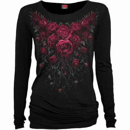 Black Jasper Blood Rose baggy top in black, featuring a loose fit and stylish design, ideal for casual or trendy outfits.