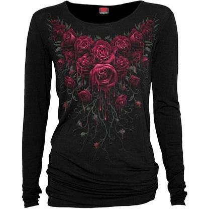 Black Jasper Blood Rose baggy top in black, featuring a loose fit and stylish design, perfect for casual or trendy outfits.
