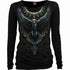 Black Jasper Raven Skull baggy top in black, featuring a graphic raven skull design, casual fashion accessory for edgy style.