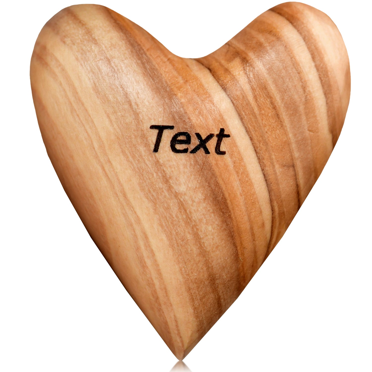 Personalized olive wood heart with engraving, a smooth hand-held decorative piece for home and garden by Coffee Arrowwood.