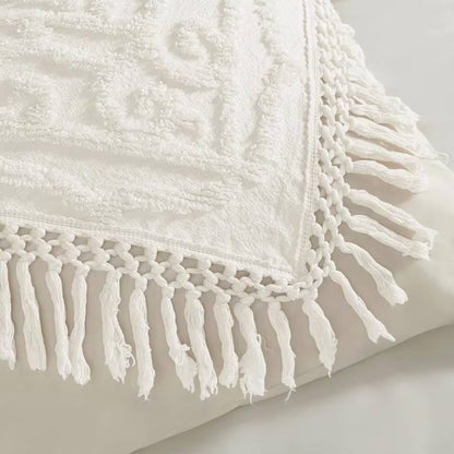 King 100-Percent Cotton Chenille Bedspread with Fringe Hem in Off-White
