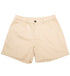Ruby Tartarus cotton khaki swim shorts with an elastic waistband and side pockets, shown flat on a white background.
