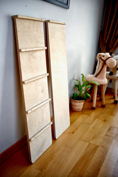 Red Oceanus reversible ladder climbing and sliding ramp for furniture, shown in a versatile, functional design for kids.