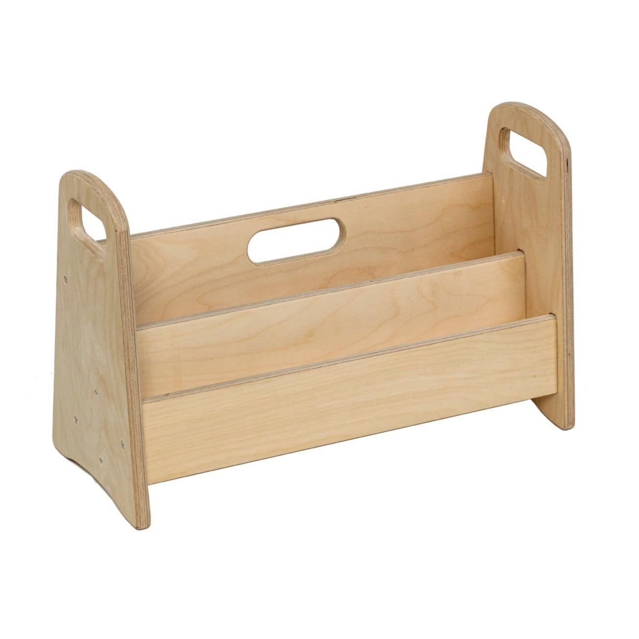 Small wooden bookshelf by Red Oceanus, featuring multiple shelves and a compact design for home or office storage.