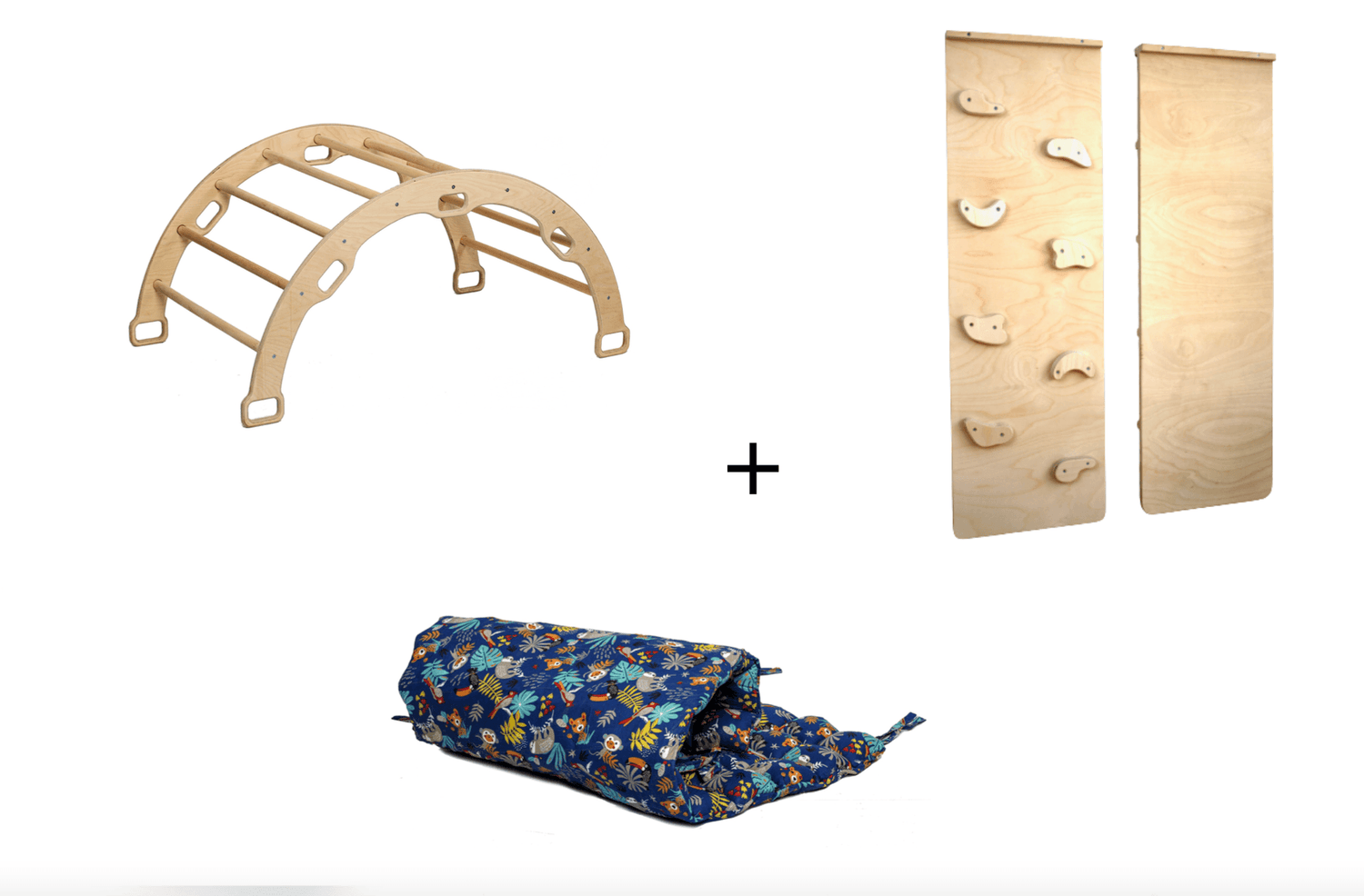 Red Oceanus Montessori arch rocker with ramp and pillow, child-friendly furniture for early childhood play and development.