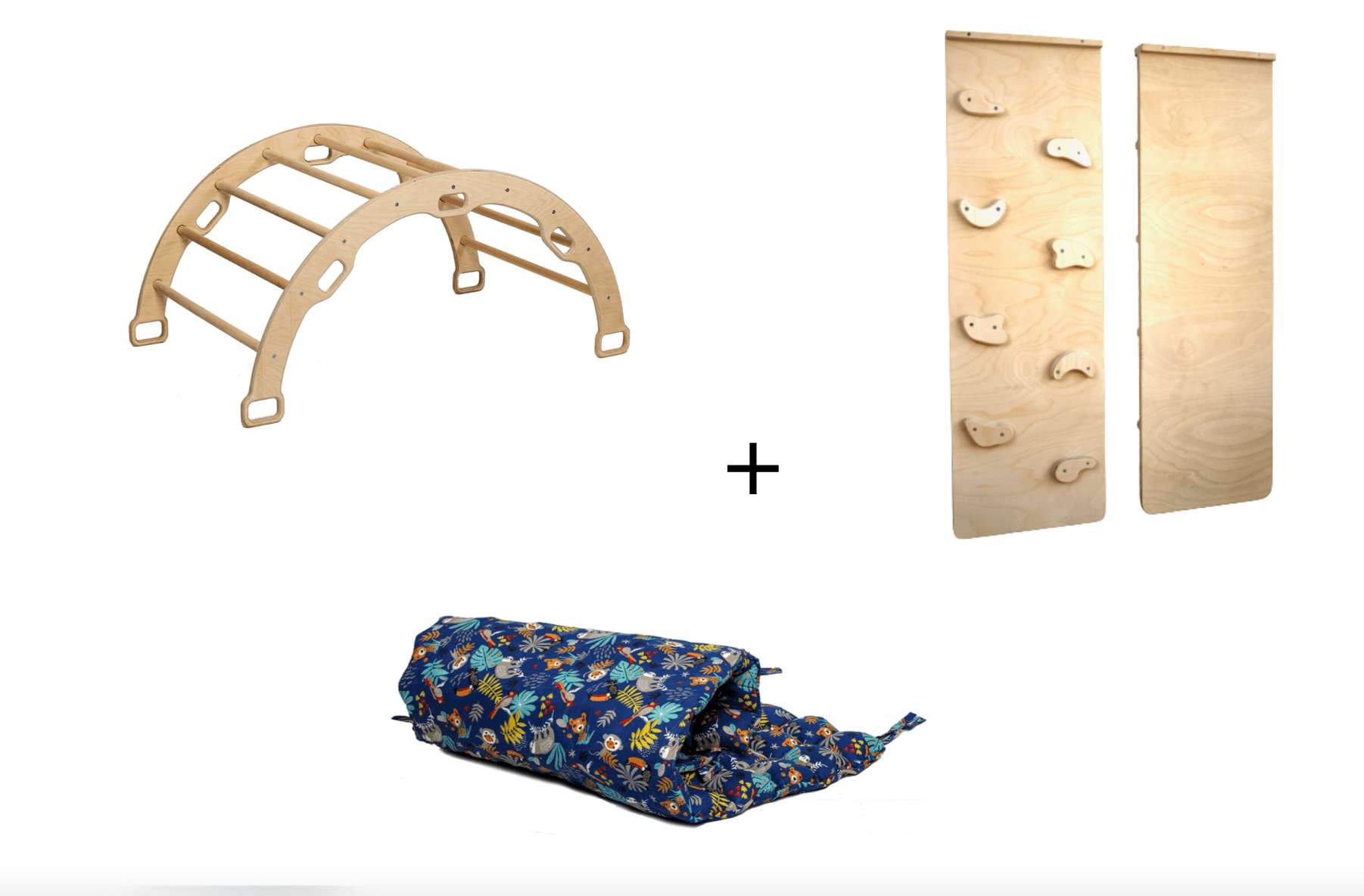 Red Oceanus Montessori arch rocker with ramp and pillow, child-friendly furniture for early childhood play and development.