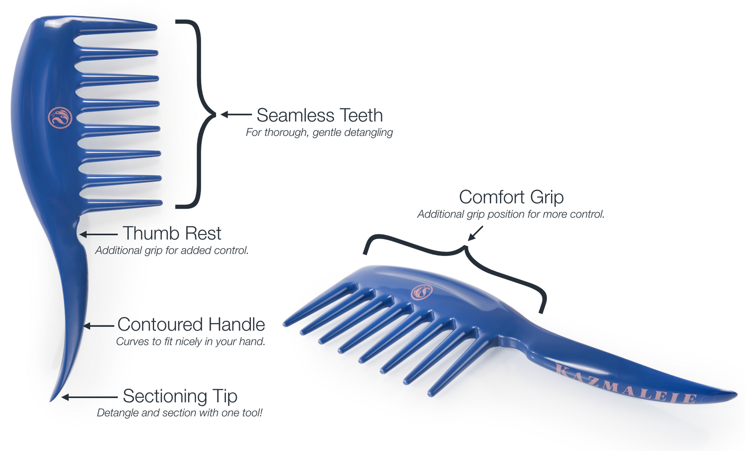 Anatase KurlsPlus comb with wide teeth for detangling curly hair, featuring ergonomic handle and durable plastic design.