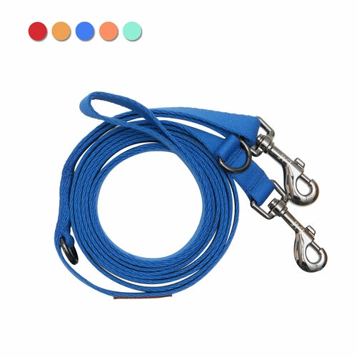 Emerald Alfie Lof Folding Lead Leash for pets, in blue, with a compact design and sturdy handle for easy walking and control.