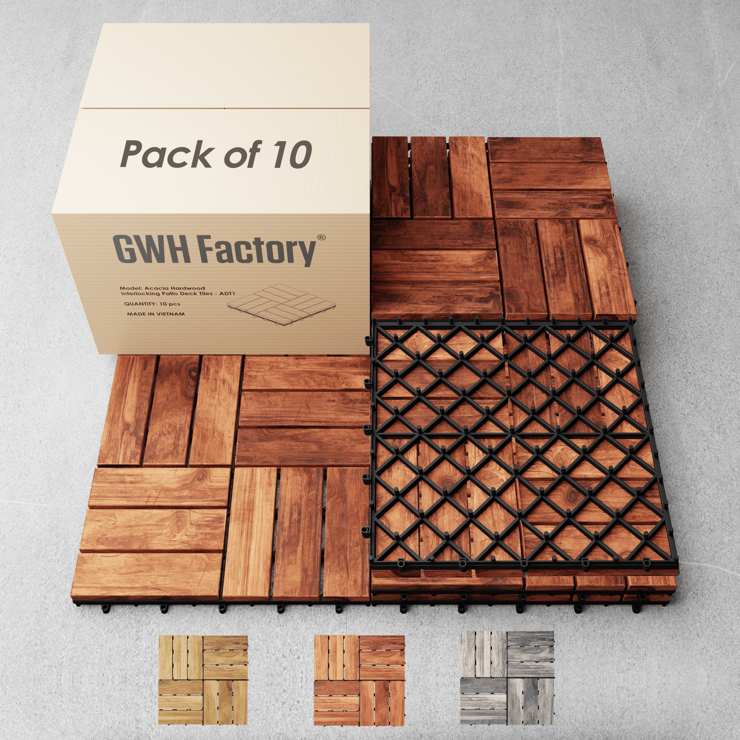 Teal Crius hardwood interlocking patio deck tiles for easy home decor installation on outdoor surfaces.