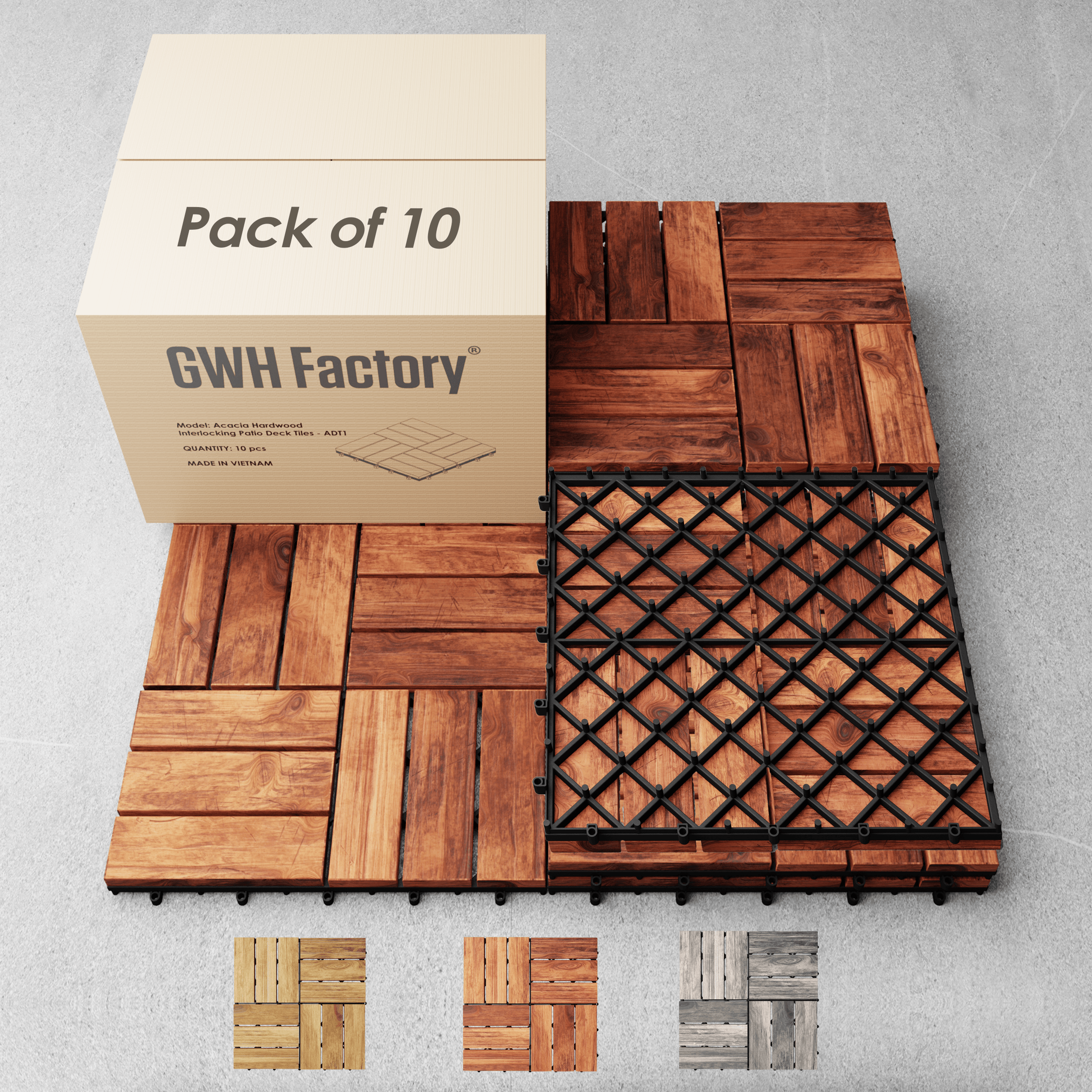 Teal Crius hardwood interlocking patio deck tiles for easy home decor installation on outdoor surfaces.