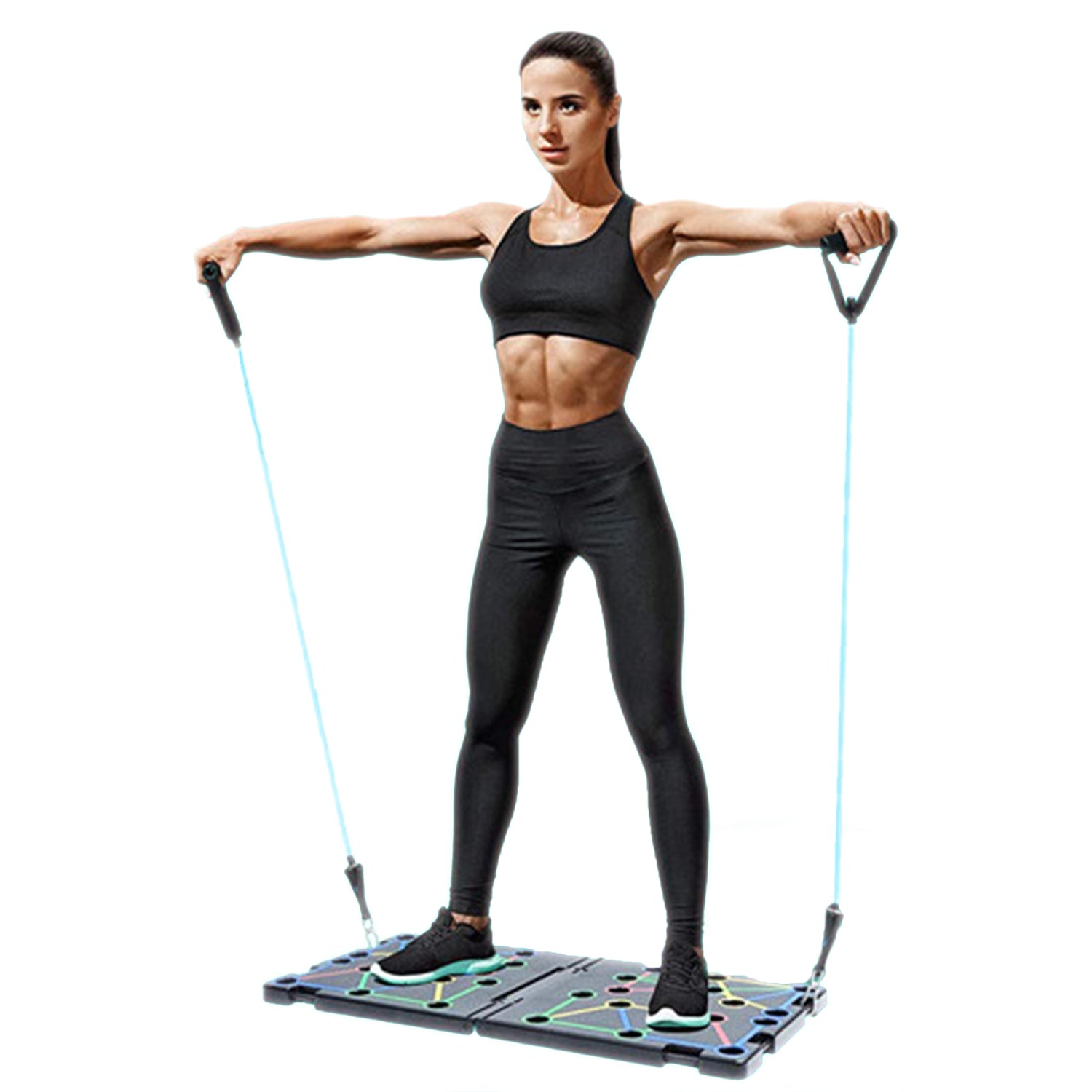Copper Hecuba 9-in-1 push-up rack board system for fitness workouts, featuring multiple grip positions for strength training exercises.