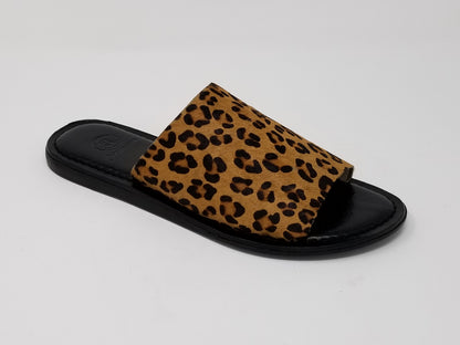 Azure Ophion Laguna leopard print calf hair footwear, showcasing stylish and textured animal print design.