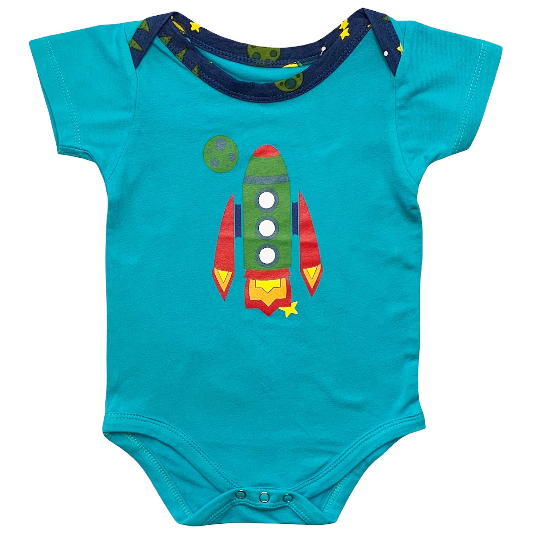 Black Simba baby boys space ship onesie, pants, and cap layette gift set, featuring fun space-themed designs for infant clothing.