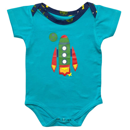 Black Simba baby boys space ship onesie, pants, and cap layette gift set, featuring fun space-themed designs for infant clothing.