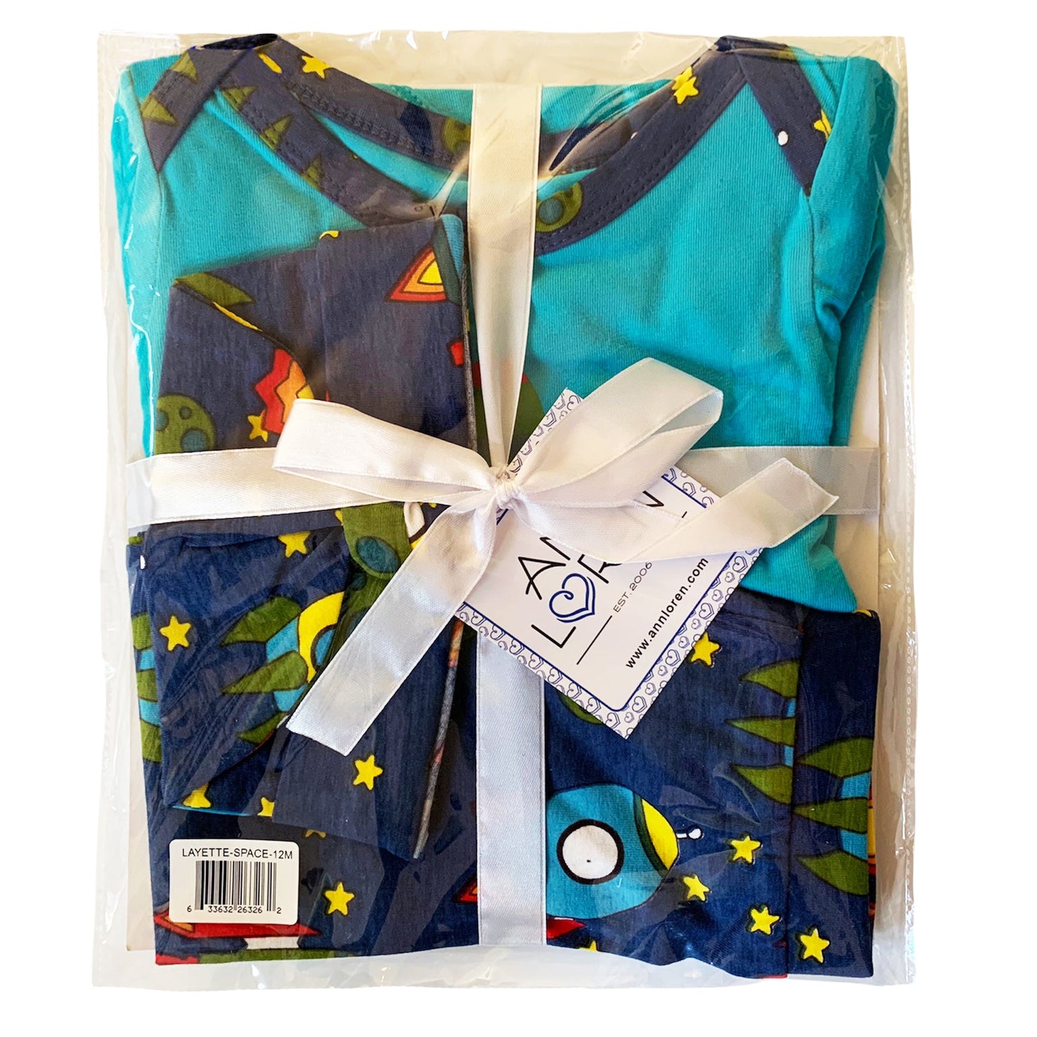 Black Simba baby boys space-themed layette set with spaceship onesie, pants, and cap, perfect for newborns and infants.