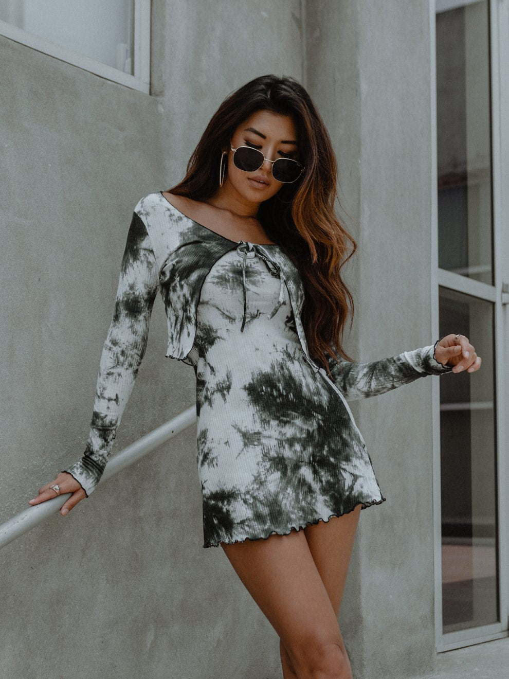 Azure Thanatos picnic in the park dress and cardigan matching set, featuring a floral dress with matching cardigan, perfect for outdoor wear.